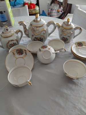 Japanese porcelain tea set with lithophane, new