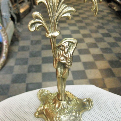 Brass tabletop clock used with decorative base