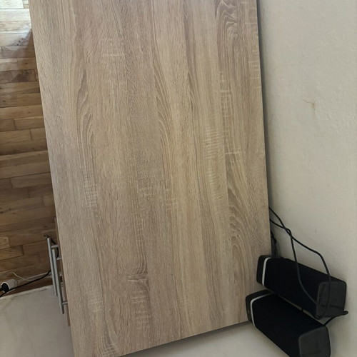 Wooden desk with sliding shelf and 2 drawers, like new