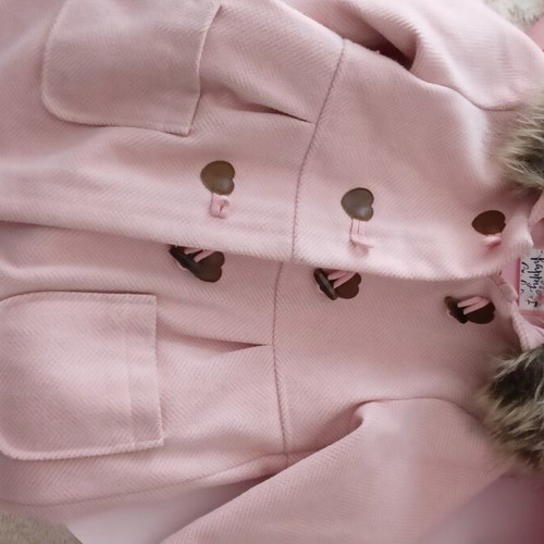 Girls' pink coat used, size 110 cm, very warm