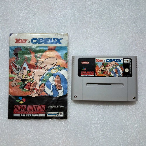 Asterix & Obelix SNES game with manual and Greek instructions used