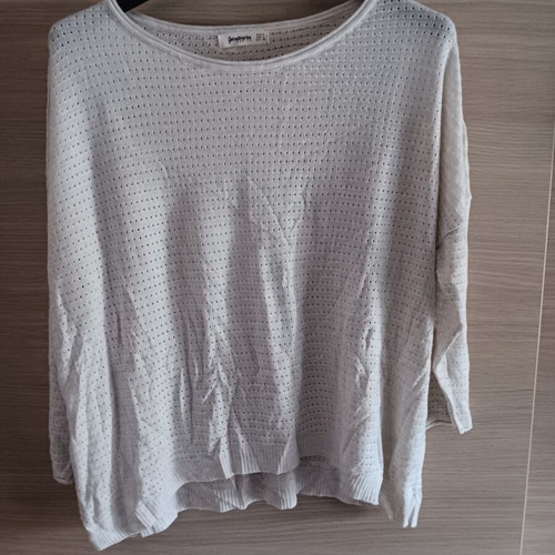 Stradivarius women's blouse like new, white and beige, size L