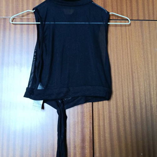 Shein blouse new, black, strap with extra waist tie