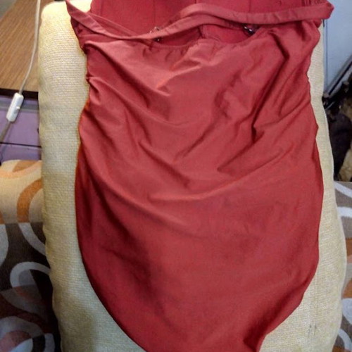 Red one-piece swimsuit with built-in padded bra size M like new