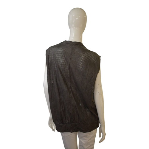 WLG by Giorgio Brato leather perforated vest taupe grey IT 42