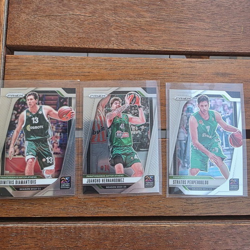 Panathinaikos Euroleague Prizm basketball card lot, 3 base cards