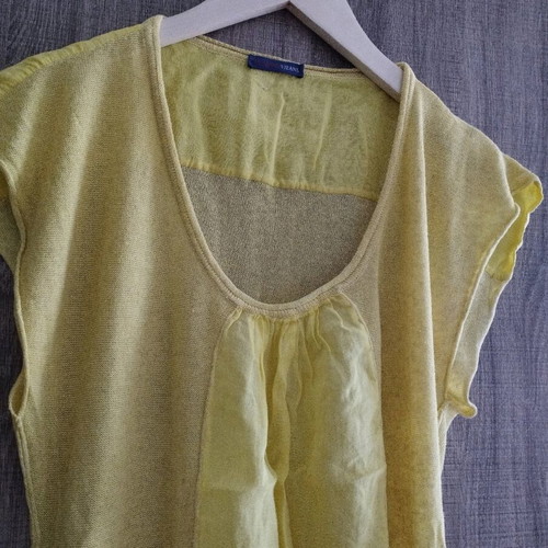 Trussardi women's blouse with short sleeves, like new, yellow, linen cotton