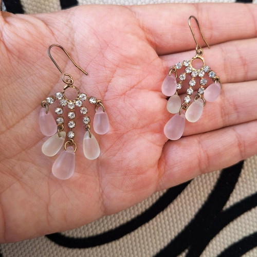 romantic earrings with rhinestones