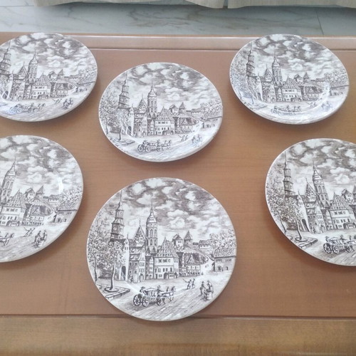 Rare Set of 6 Plates ARNIK "Old Town" (English Style)
