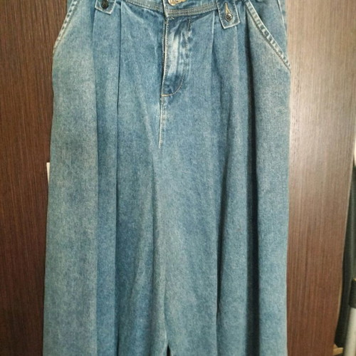 Jean pantskirt with pleats, adjustable waist, like new