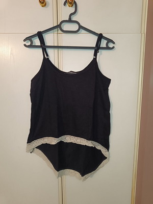 Μπλούζα τιραντάκι ασύμμετρο Noobass σαν καινούργιο, μαύρο, μέγεθος S