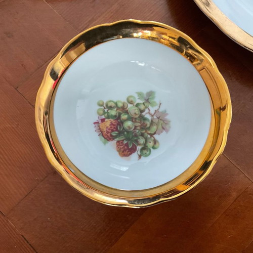 Czechoslovakia pasta plate and bowl set with gold trim