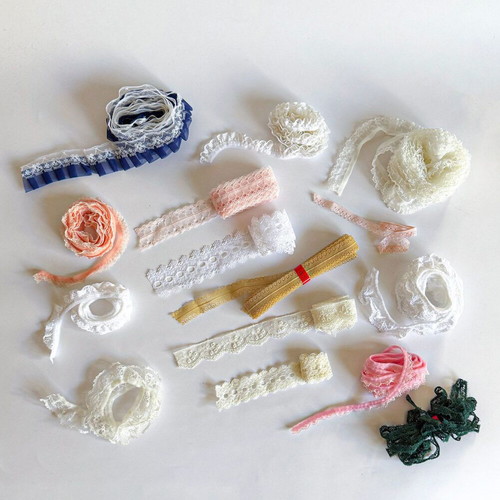 Lace bundle used, 15 pieces for sewing in various colors and sizes