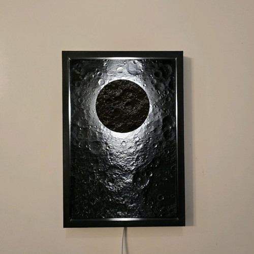 3D Printed Moon Landscape Frame with LED Light like new