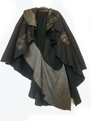 Asymmetric GX-2 Atelier Medium vest-cape like new, black with gold details