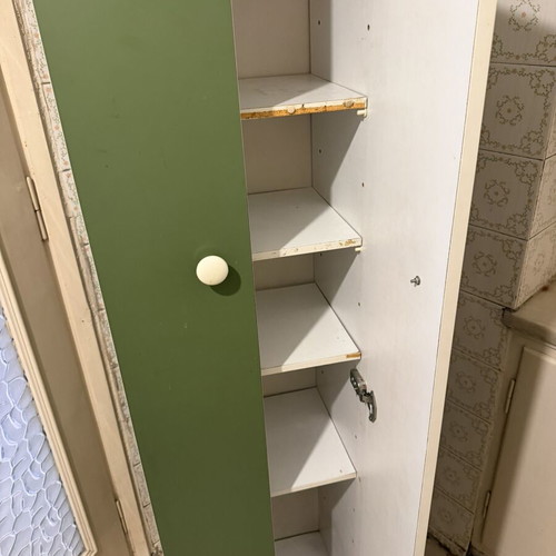 Vintage green kitchen cabinet from 1970s Formica