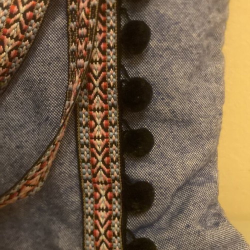 Handmade bag in denim cotton fabric with inner lining and decorative details