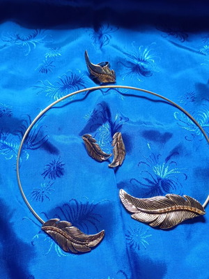 Boho Ethnic σετ κοσμημάτων με σχέδιο «Φτερό» μεταχειρισμένο, χρυσαφί