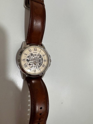 Fossil Grant automatic men's wristwatch beige skeleton ME3099
