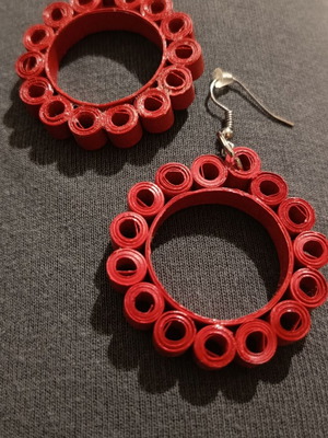 Bordeaux hanging earrings made of recyclable paper new