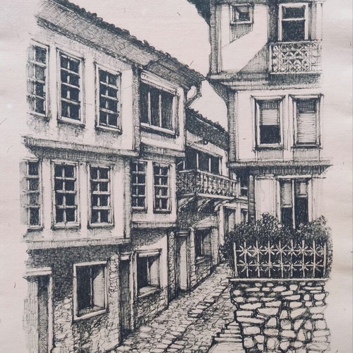 Traditional Ohrid Landscapes on Handmade Paper, Set of 3 Posters