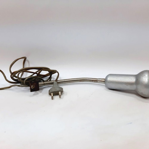 Vintage industrial metal lamp with spot used, white, flexible arm, E27