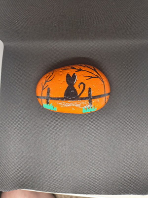Handmade decorative stone with cat design