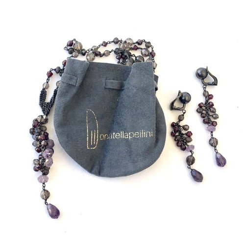 Vintage Donatella Pellini Jewelry Set like new, necklace and clip-on earrings