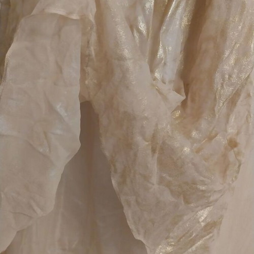 Traffic People mini dress size S like new, beige-gold with ruffles
