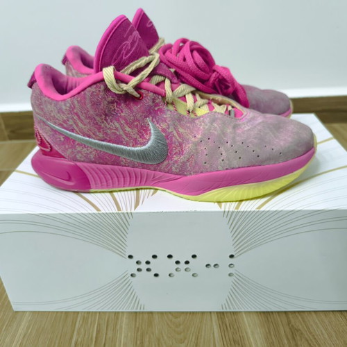 Nike LeBron 21 "The World Is Your Oyster" athletic shoes used, size 44.5, pink