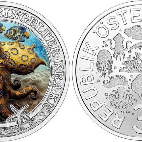 3 Euro Austrian Mint Official Coin Marine Life unc
