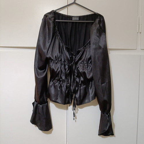 Rocco Barocco black satin women's shirt one size like new