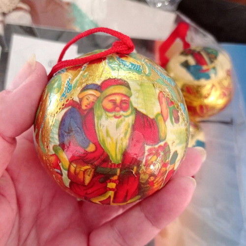 Vintage Christmas ornaments used, pack of 4, pressed paper