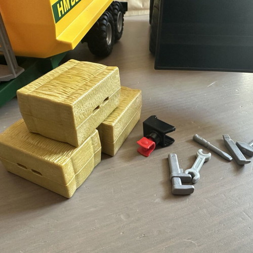 Playmobil Red Farm Tractor used with yellow trailer and figure