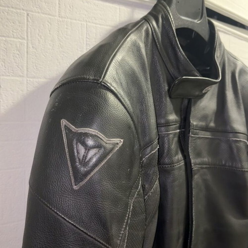 Dainese leather biker jacket used, size 50, black