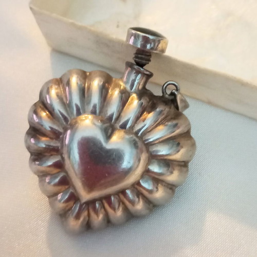 Silver 925 perfume bottle used, double-sided with black onyx, vintage