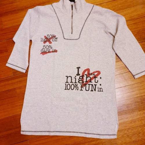 Winter nightgown rib fabric with prints, like new, gray, size M