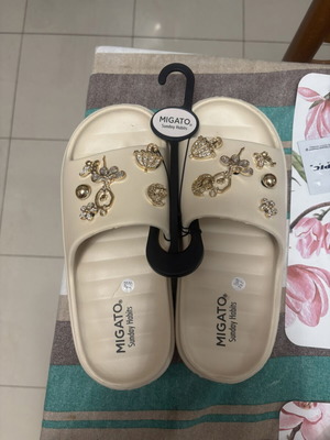Migato flip flops new with gold decorations