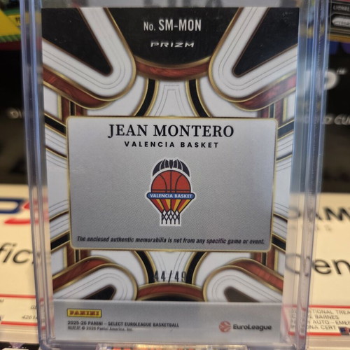 2025-26 Panini Select EuroLeague Jean Montero Patch Relic card, Valencia Basket