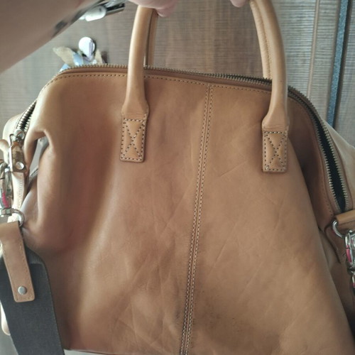 DKNY leather large beige bag used with crossbody strap