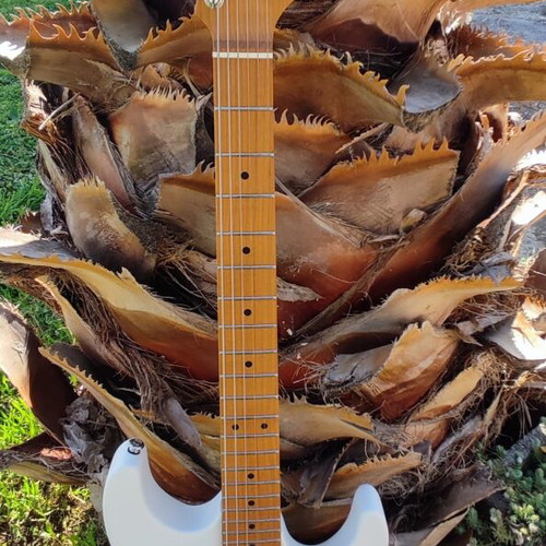 Soloking MS-1 Custom 24 HSS electric guitar, white satin