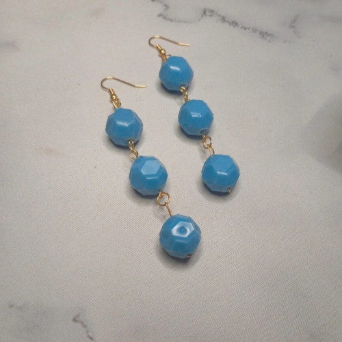 Handmade magic earrings blue and gold, new