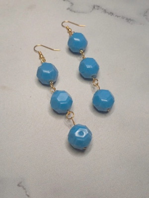 Handmade magic earrings blue and gold, new
