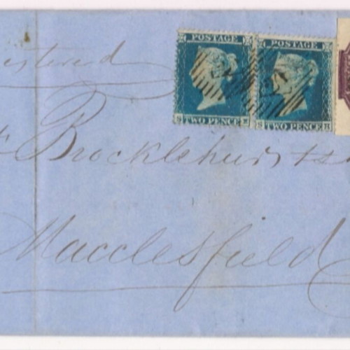Registered London to Macclesfield 1854 postal cover with stamps