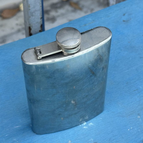 Vintage stainless steel pocket flask 9oz used