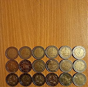 18 νομίσματα συλλεκτικά των 2€