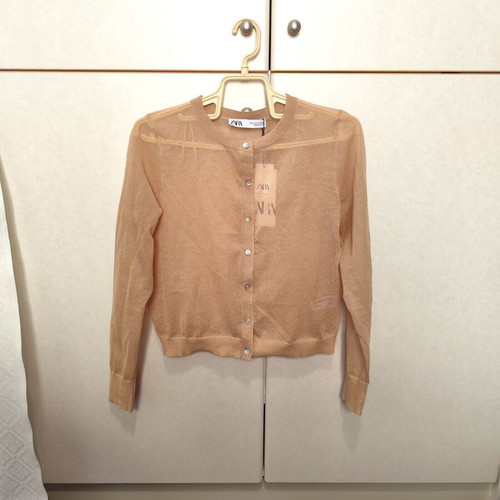 Zara short cardigan new, beige, see through, size S