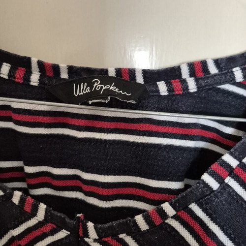 Ulla Popken shirt used, cotton, size XXXL, blue and red