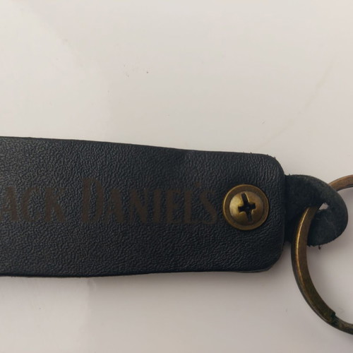 Jack Daniel's Whiskey collector keychain black leather used