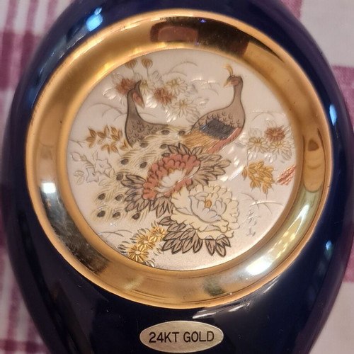 Vintage Japanese Chokin Vase like new with 24K gold coating 10cm